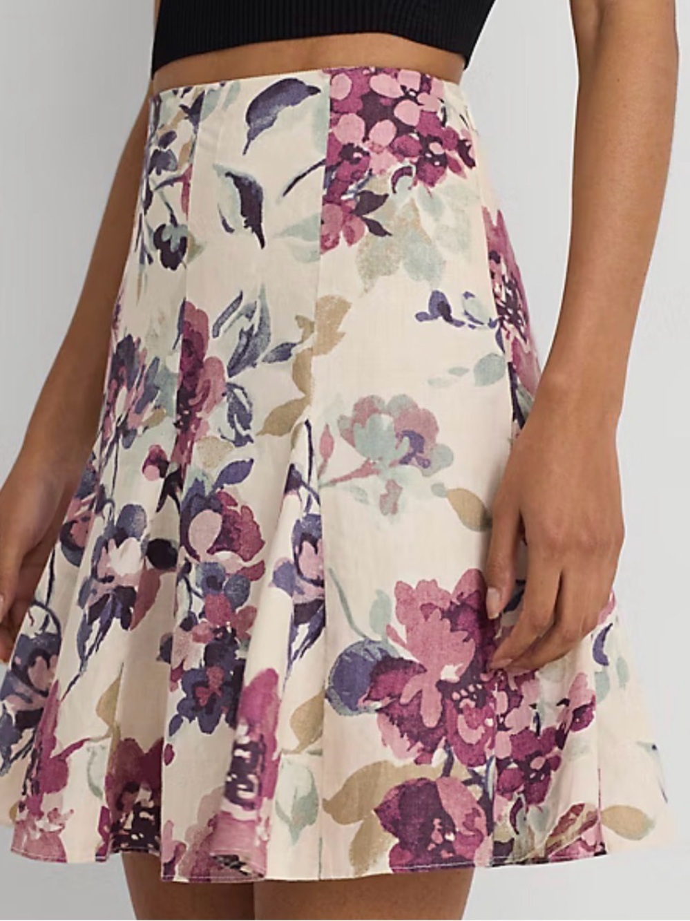 Women Ralph Lauren Summer cottagecore botanical Floral Linen Miniskirt size 10